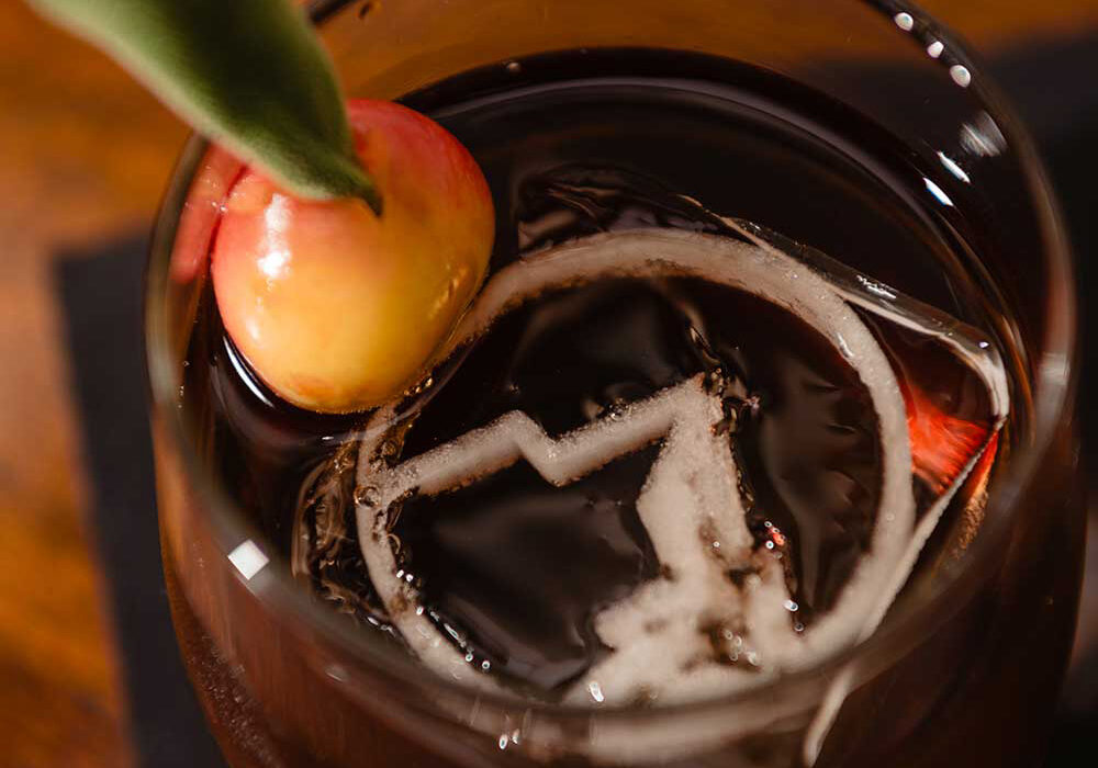 Beverage with branded ice